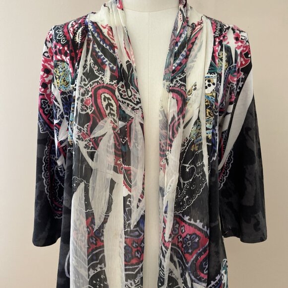 Mushka by Sienna Rose Open Front Cardigan Sz M Semi Sheer Artsy Hippie Festival - Picture 2 of 10
